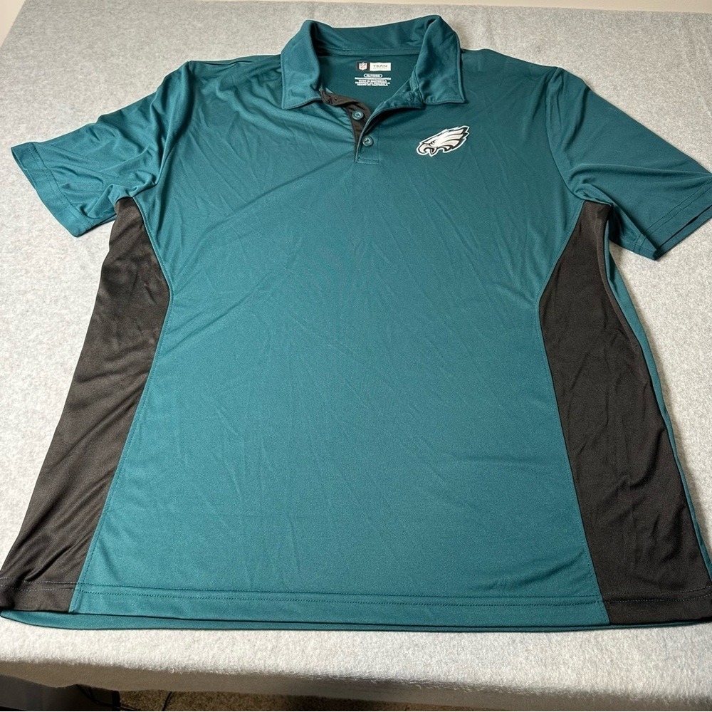 NFL Team Apparel Philadelphia Eagles Mens XL Polo Shirt Midnight Green Black